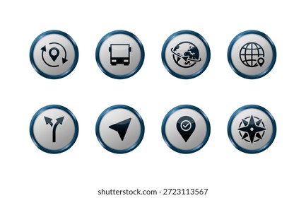 Conjunto de iconos de navegación brillante azul para el diseño UI UX
