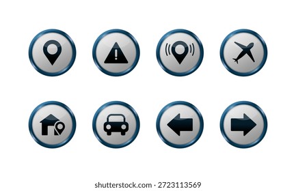 Conjunto de iconos de navegación brillante azul para el diseño UI UX