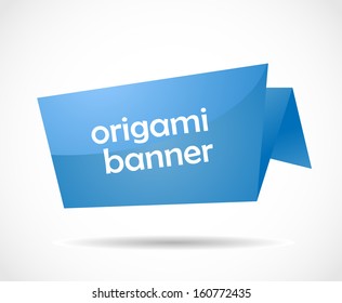Blue glossy origami blank bubble speech vector 