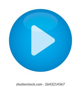 Blue glossy play button. Blue shiny play button sign Vector illustration isolated on a white background. Media, web and play symbol logo design, Digital Video Logo Design Template.