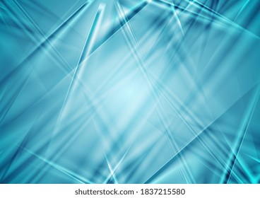 Blue glossy rays abstract shiny vector background