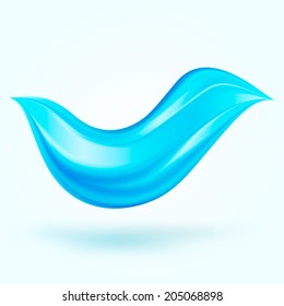 Blue glossy relief wave isolated with shadow
