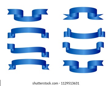 Blue glossy ribbon vector banners set
