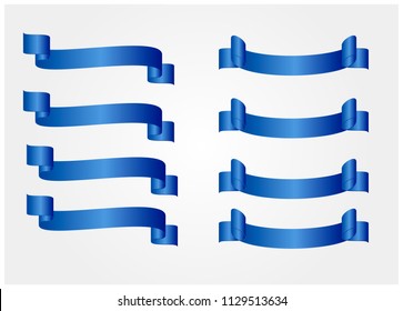 Blue glossy ribbon vector banners set
