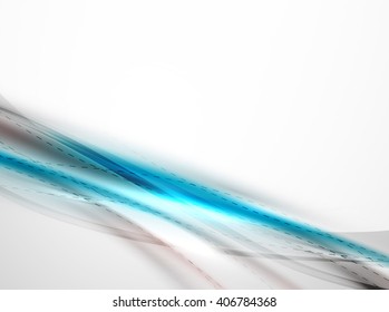 Plantilla de diseño de la onda de seda brillante azul. Patrón de identidad empresarial moderno vectorial