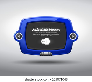 Blue Glossy Slider Pad Futuristic Device Abstract Vector TV Display , Banner Web Design Elements Black EPS10