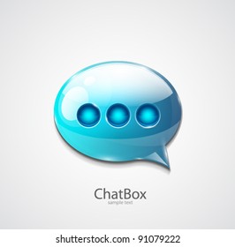 Blue glossy speech bubble icon