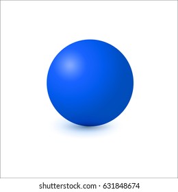Blue glossy sphere isolated on white background. Vector illustration.
