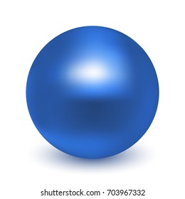 Blue glossy sphere isolated on white. Vector illustration for your design.