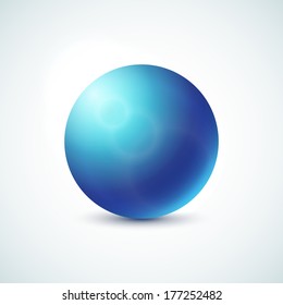 Blue glossy sphere logo isolated on white, vector illustration for your design