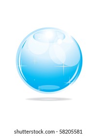blue glossy sphere on white