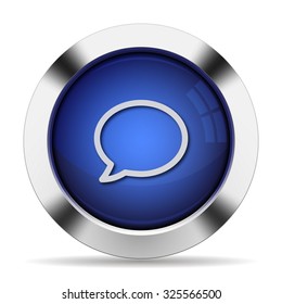 Blue glossy steel chat button