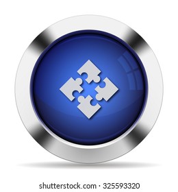 Blue glossy steel modules button