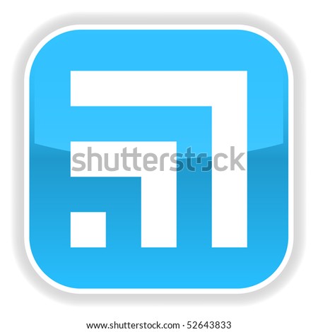 Blue glossy web button with rss and shadow on white bacground