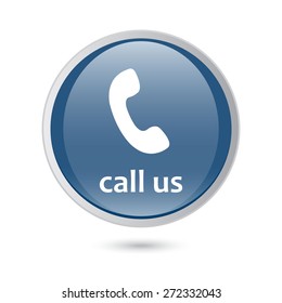 blue glossy web icon. call us icon phone sign.