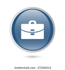 blue glossy web icon. Suitcase - Vector icon.