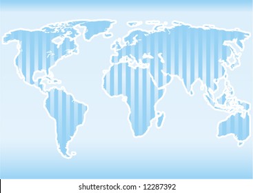 Blue glossy world map vector illustration design composition