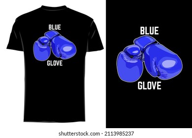 Blue glove boxing vector t shirt mockup retro vintage