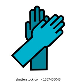 Blue gloves for cleaning. Vector isolated illustration on white background.