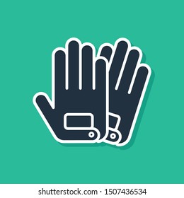 Blue Gloves icon isolated on green background. Extreme sport. Sport equipment.  Vector Illustration