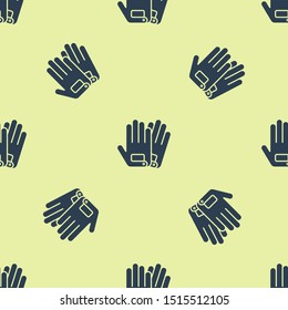 Blue Gloves icon isolated seamless pattern on yellow background. Extreme sport. Sport equipment.  Vector Illustration