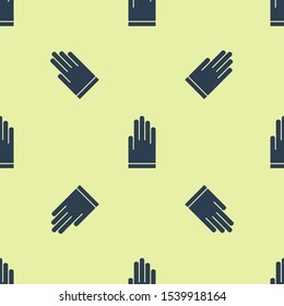 Blue Gloves icon isolated seamless pattern on yellow background. Extreme sport. Diving underwater equipment.  Vector Illustration