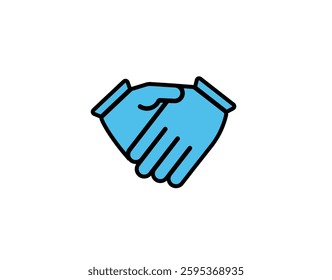 Blue gloves joined in a handshake show support, teamwork, and unity. they stand for cooperation.