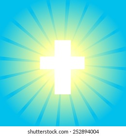 Blue glow with a cross. Vector