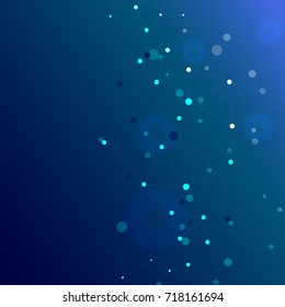 Blue glow effect dots and lines. Connect technology illustration.