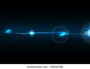 Blue glow lens flare effect abstract background. Vector design