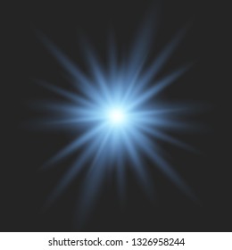 Blue glow light burst explosion with transparent. Bright Star. Transparent shining sun, bright flash. Vector illustration  EPS10.