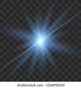 Blue glow light burst explosion with transparent. Bright Star. Transparent shining sun, bright flash. Vector illustration  EPS10.