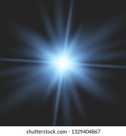 Blue glow light burst explosion with transparent. Bright Star. Transparent shining sun, bright flash. Vector illustration  EPS10.