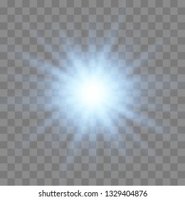 Blue glow light burst explosion with transparent. Bright Star. Transparent shining sun, bright flash. Vector illustration  EPS10.