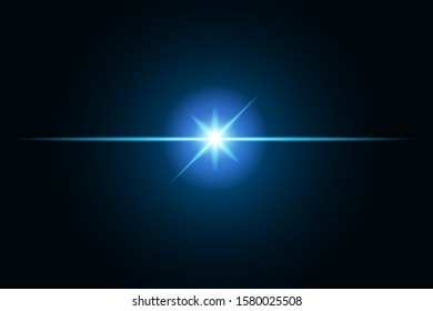Blue glow light effect, explosion light and stars Special effects separate on a black background.