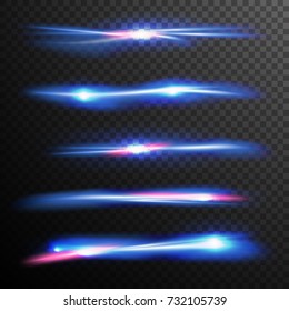 Blue Glow Light Effect Vector. Magic Flash Energy Neon Ray. Wave Line. Good For Banners, Brochure, Christmas Concept. Isolated Background Illustration