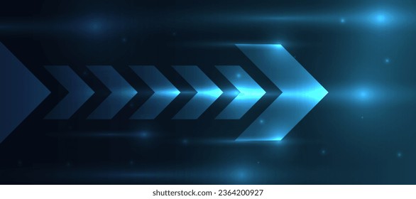 blue glowing arrow light background. Future digital growth technology