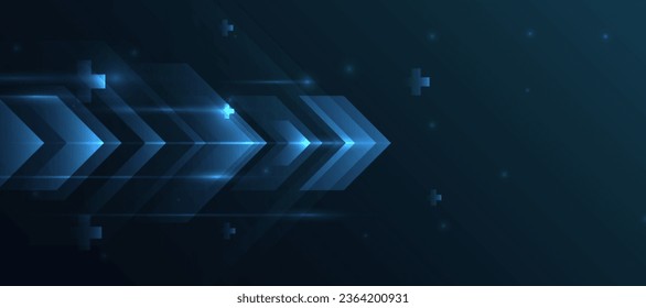 blue glowing arrow light background. Future digital growth technology