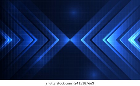 blue glowing arrow light background. Future digital growth technology