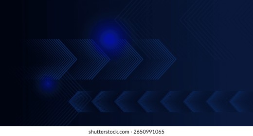 blue glowing arrow light background. Future digital growth technology