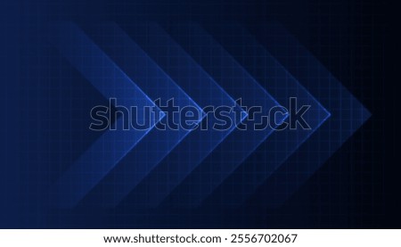 blue glowing arrow light background. Future digital growth technology