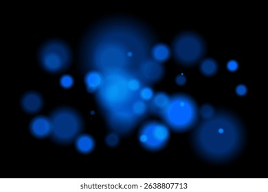 Blue glowing bokeh. Radiant soft blur orbs with layered depth and cool tones on black. Suitable for digital, tech, night and dreamy light visuals.