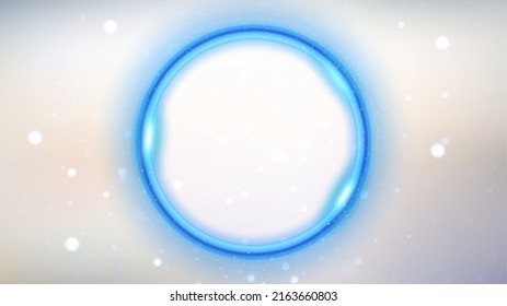 Blue Glowing Circle On White Background, Elegant Light Ring. Vector Illustration