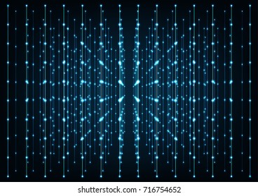 Blue glowing connections in space with particles.Concept of network, internet communication, Big data,Future technology.