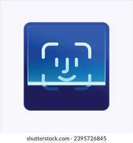 Blue Glowing Face scanner vector icon