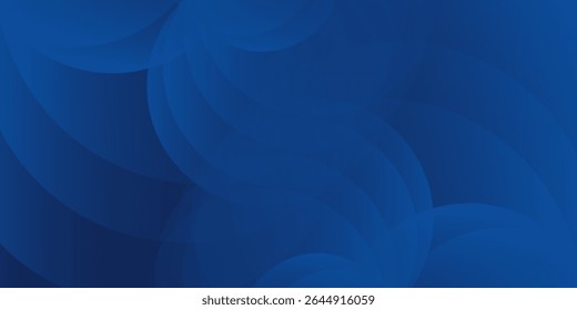 Líneas geométricas brillantes azules sobre fondo azul oscuro y azul marino. Patrón de líneas de círculo Abstractas Buen arte simple