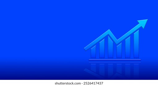 Blue glowing growth graph with dark background, highlighting upward progress.