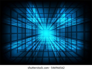 Blue glowing hardware with particles, computer generated abstract background