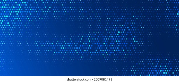 Textura de hexágono brilhante azul. Papel de parede de gradiente de grade hexagonal abstrato. Fundo de padrão de favo de mel da Marinha. Vetor negócios modernos, ciência, saúde, medicina, tecnologia, apresentação de fundo