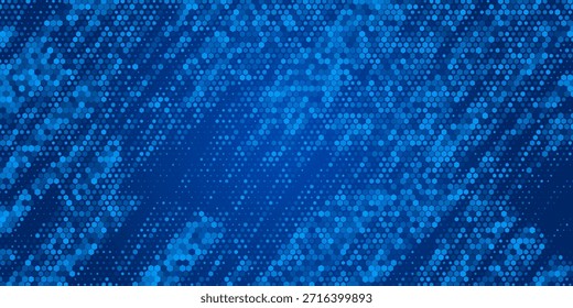 Textura de hexágono brilhante azul. Papel de parede de grade hexagonal de néon abstrato. Fundo de padrão de favo de mel da Marinha. Vetor tecnologia moderna, negócios, ciência, saúde, medicina, apresentação design background
